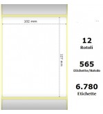 White 102x127mm,565 Et/Rotolo Z-2000D, 4x5x1 Core, 12 Rolls