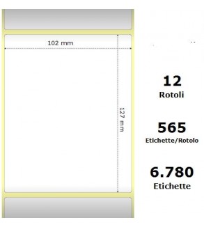 White 102x127mm,565 Et/Rotolo Z-2000D, 4x5x1 Core, 12 Rolls