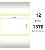 White 76x51mm,1370 Et/Rotolo Z-1000D, 3x2x1 Core ,12 Rolls