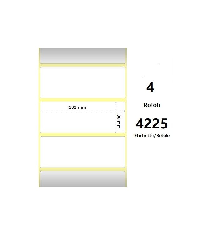 White 102x38mm, 4225 Et/Rotolo Z-2000D,4x1.5x3Core, 4 Rolls