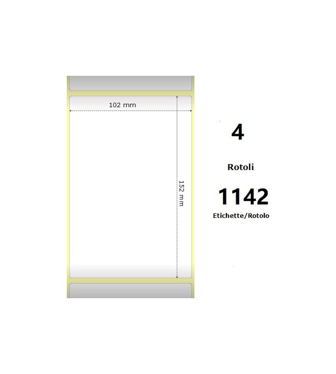 White 102x152mm,1142 Et/Rotolo Z-2000D, 4x6x3 Core, 4 Rolls
