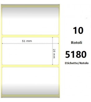 White 51x25mm, 5180 Et/Rotolo Z-2000D, 2x1x3 Core,circonferenza 170mm