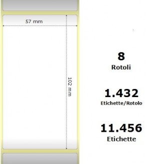 White 57x102mm, 1432 Et/Rotolo Z-2000D,2.2x4x3 Core,circonferenza 174mm