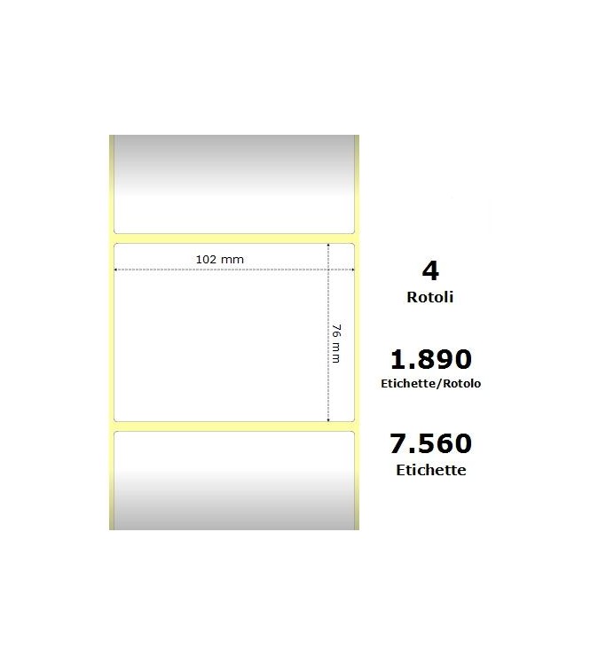 White 102x76mm,1890 Et/Rotolo Z-2000D, 4x3x3 Core,circonferenza 174mm