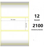 White 70x32mm,2100 Et/Rotolo Z-1000D,2.8x1.3x1Core ,12 Rolls