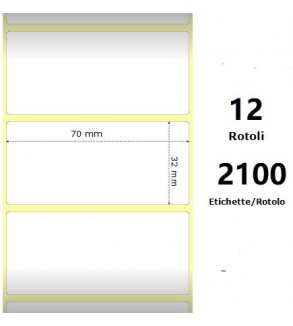 White 70x32mm,2100 Et/Rotolo Z-1000D,2.8x1.3x1Core ,12 Rolls