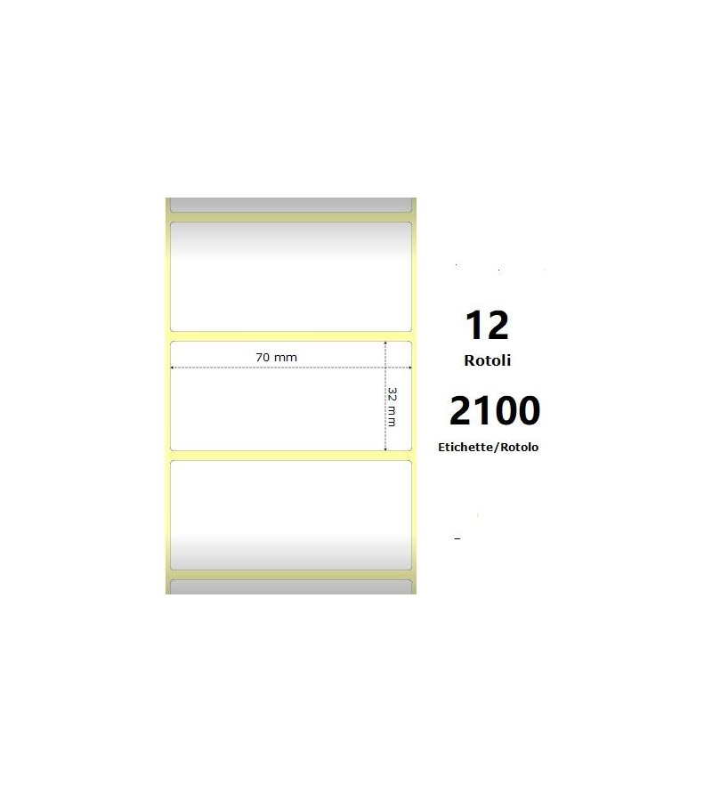 White 70x32mm,2100 Et/Rotolo Z-1000D,2.8x1.3x1Core ,12 Rolls