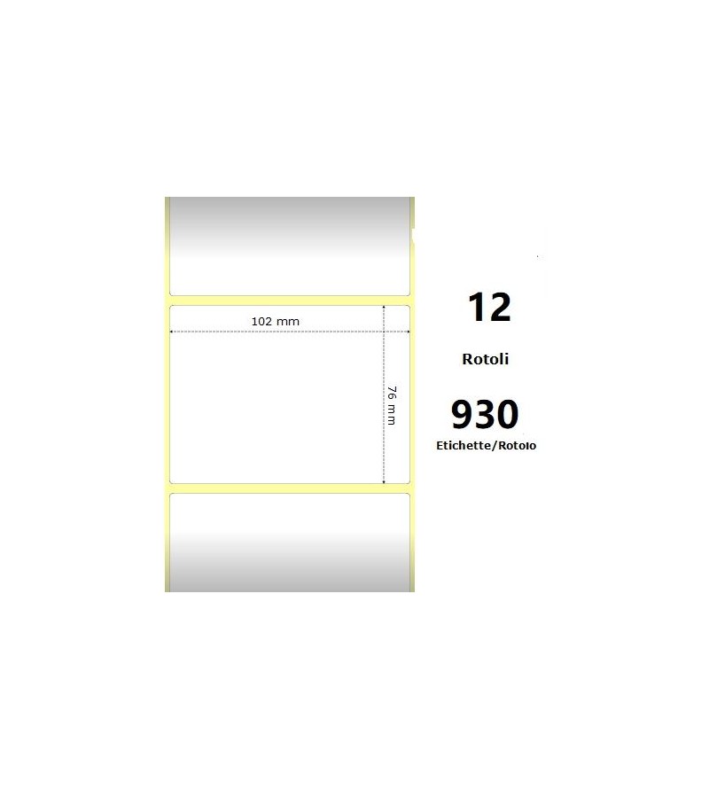 White 102x76mm, 930 Et/Rotolo Z-1000D,4x3x1 Core ,12 Rolls