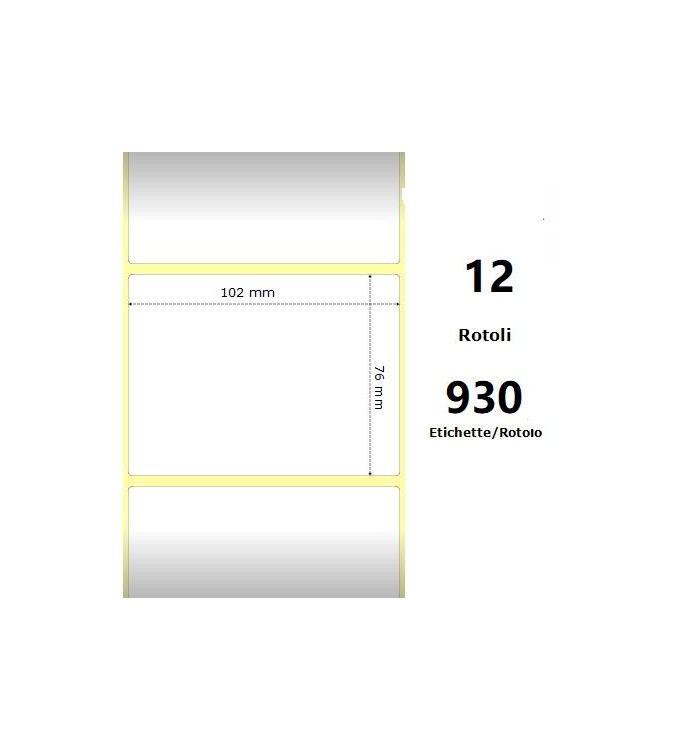 White 102x76mm, 930 Et/Rotolo Z-1000D,4x3x1 Core ,12 Rolls
