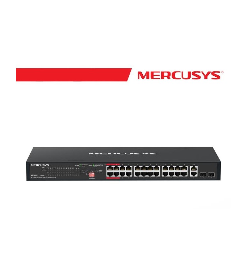 Mercusys Switch Rack da 28 porte Gigabit con 24 porte PoE+ - MS128GP