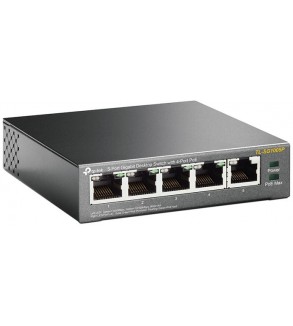 TP-Link Switch PoE Gigabit 5 porte, 4 porte PoE, Max 56W - TL-SG1005P