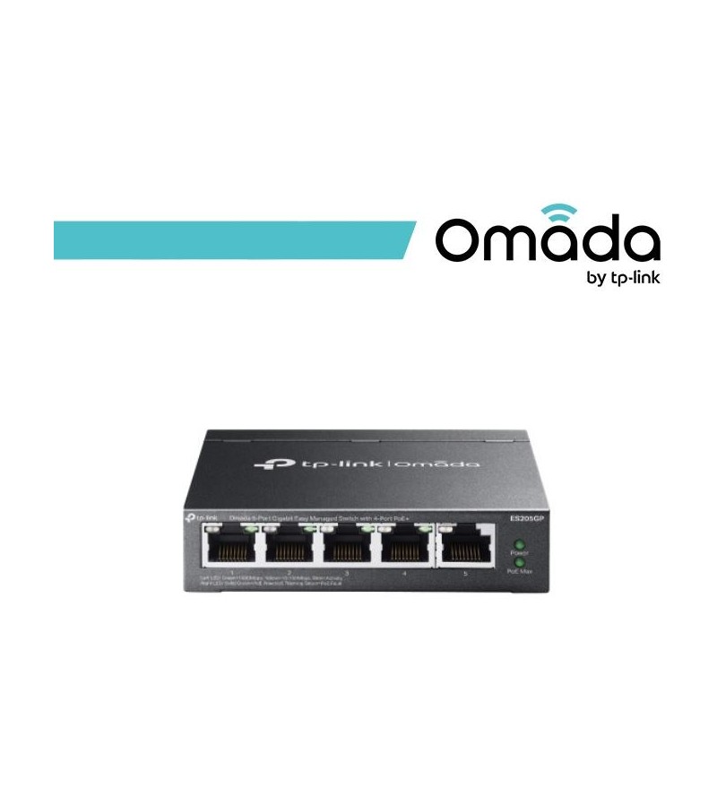Omada Switch Easy Managed 5 porte Gigabit con 4 porte PoE+ - ES205GP