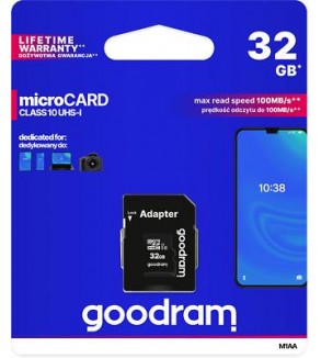 GoodRAM microSD 32GB class 10 UHS I + adapter - retail blister - M1AA-0320R12
