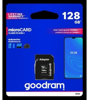 GoodRAM microSD 128GB class 10 UHS I + adapter - retail blister - M1AA-1280R12