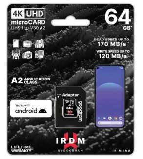 GoodRAM microSD IRDM 64GB UHS I U3 A2 + adapter - IR-M2AA-0640R12