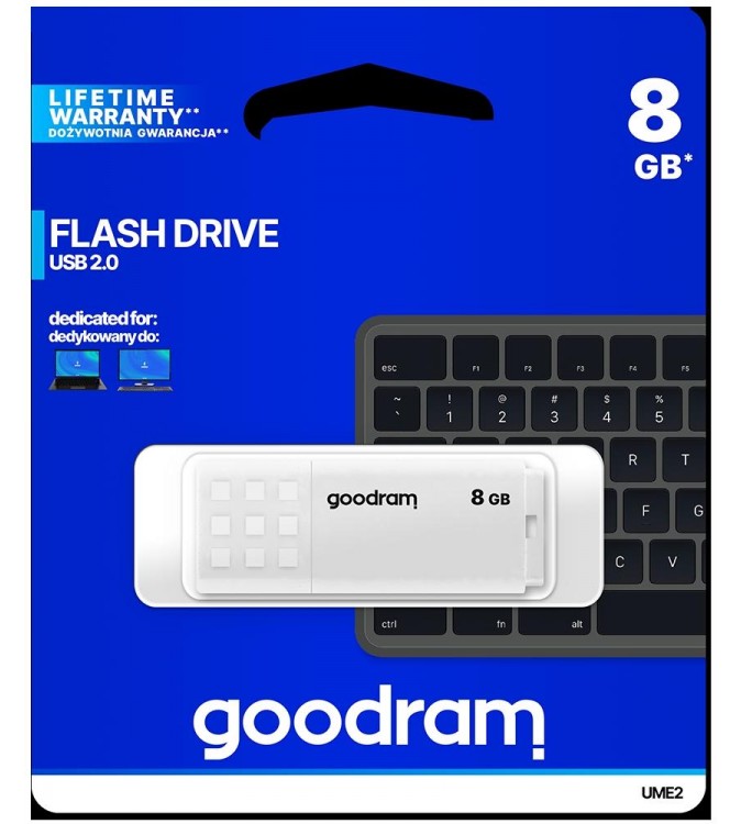 GoodRAM Pendrive 8GB UME2 white USB 2.0 - retail blister - UME2-0080W0R11