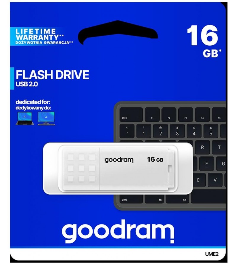 GoodRAM Pendrive 16GB UME2 white USB 2.0 - retail blister - UME2-0160W0R11
