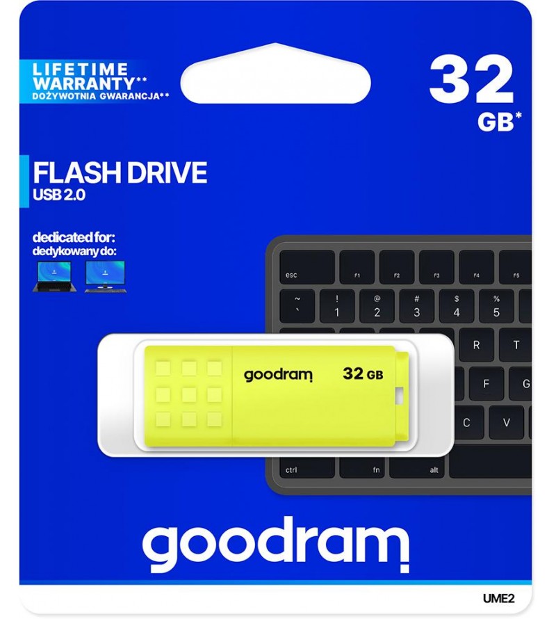 GoodRAM Pendrive 32GB UME2 yellow USB 2.0 - retail blister - UME2-0320Y0R11