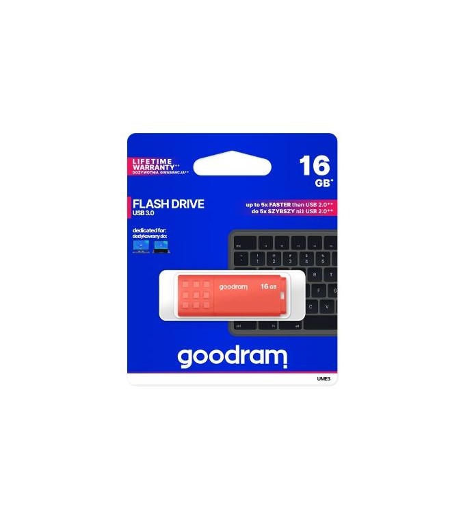 GoodRAM Pendrive 16GB UME3 orange USB 3.0 - retail blister - UME3-0160O0R11