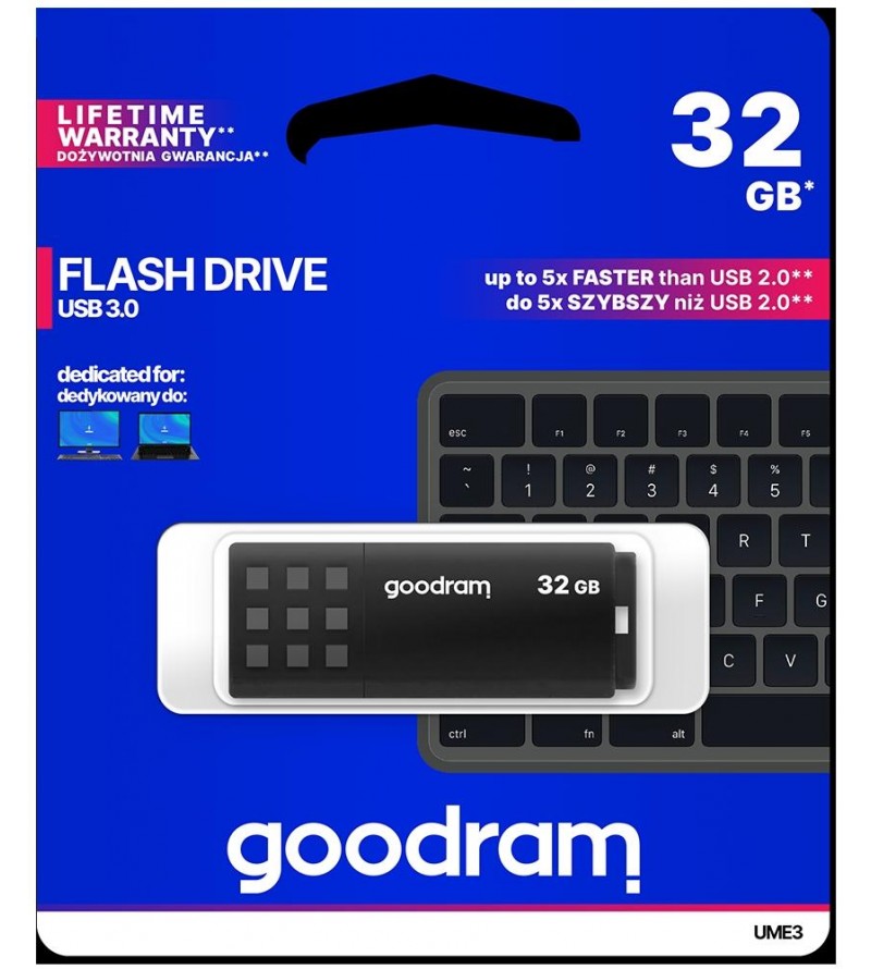 GoodRAM Pendrive 32GB BLACK USB 3.0 - retail blister - UME3-0320K0R11