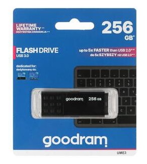 GoodRAM Pendrive 256GB BLACK USB 3.0 - retail blister - UME3-2560K0R11