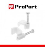 Clip con chiodini con fermacavo piatto 6mm bianco 100pz
